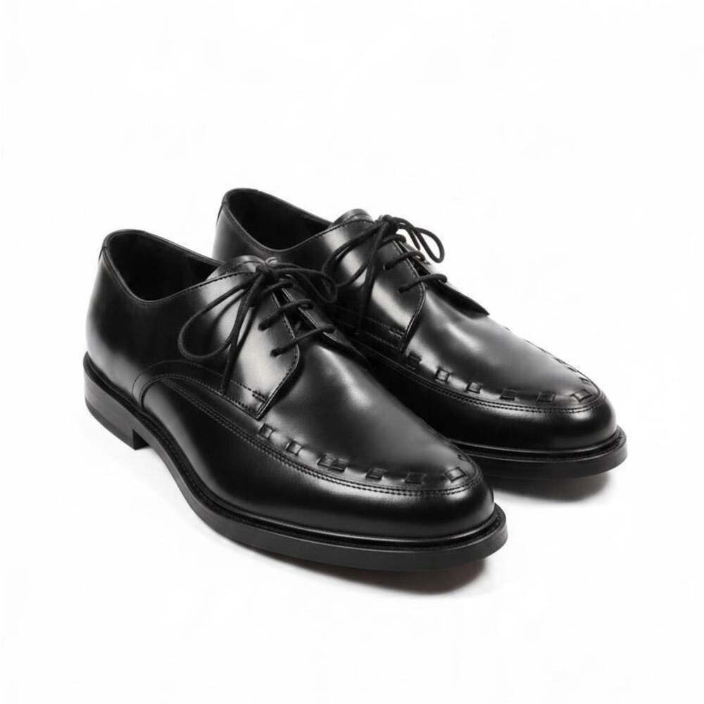 All Saints Men's New Black Topper Woven Leather Derby Size US 13 / EUR 46 $349
